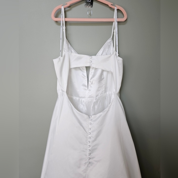 Lulus Exceptional Passion White Satin Cutout Maxi Dress Wedding Gown w Pockets L - Picture 6 of 15